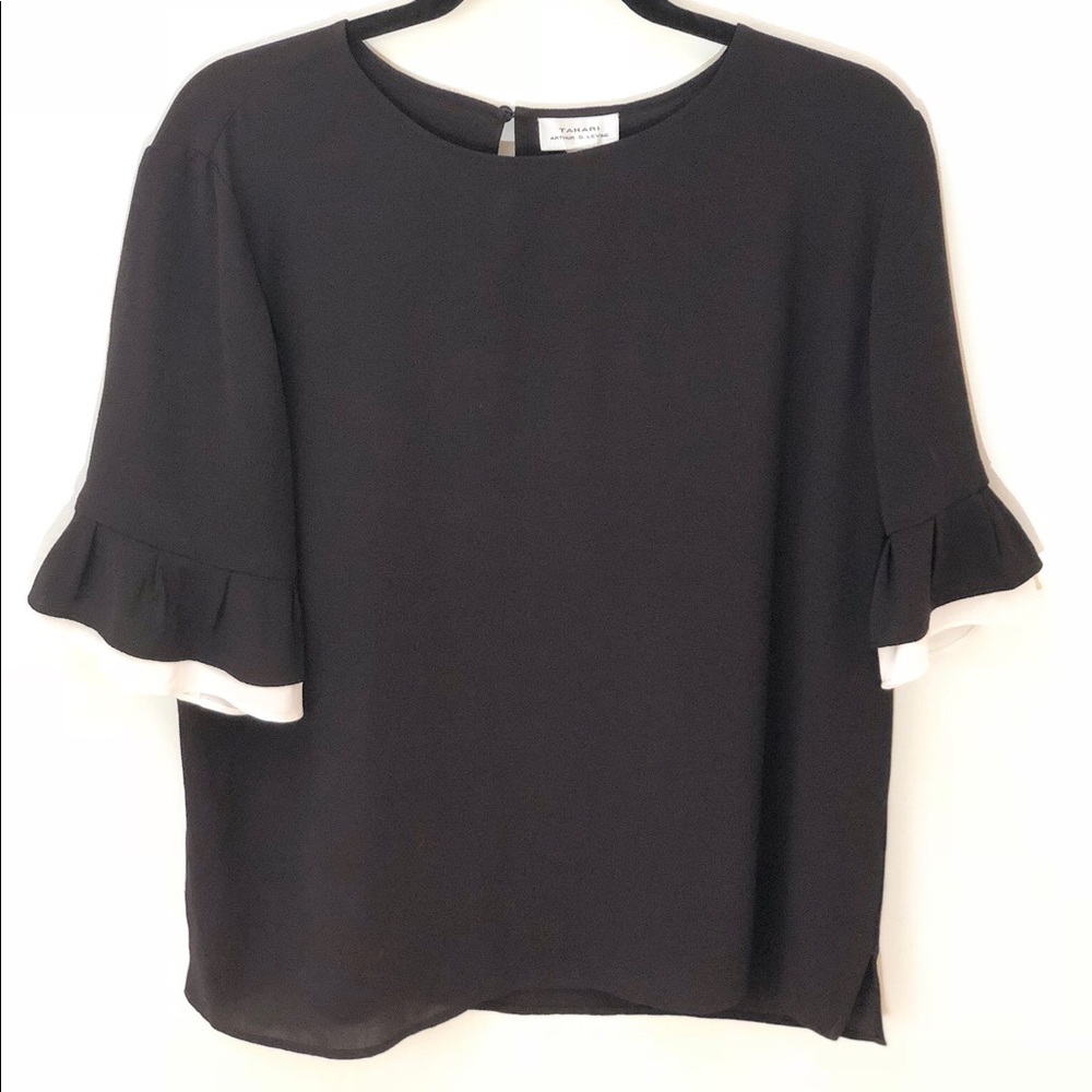 Tahari Black Blouse L